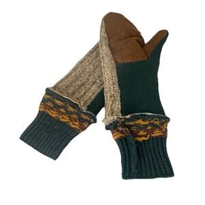 Jack & Mary Designs Wool Knit & Suede w/Paisley Design Long Winter Gloves Unisex